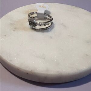 Stunning Silver Ring with Sparkling moonstone Accents